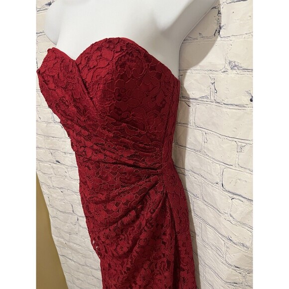 David’s bridal Long fitted red lace gown dress size 4 - Picture 4 of 8